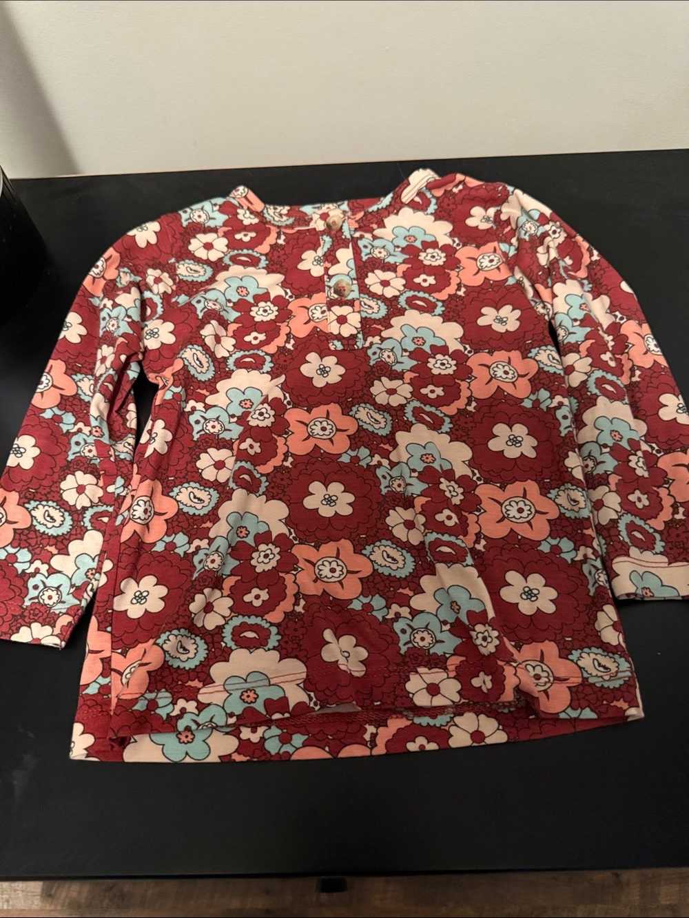 kate quinn Girls' Floral Long Sleeve Top - Red, Pink, Light Blue